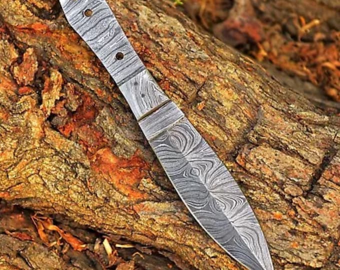 Damascus Blank Blade | Handmade Knives Hunting Damascus Steel Skinner Blank Blade | Blanks for knife making | DIY Knife making Full Tang