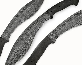 12" Damascus Blank Blade | Handmade Knives Hunting Damascus Steel Skinner Blank Blade | Blanks for knife making | DIY Knife making
