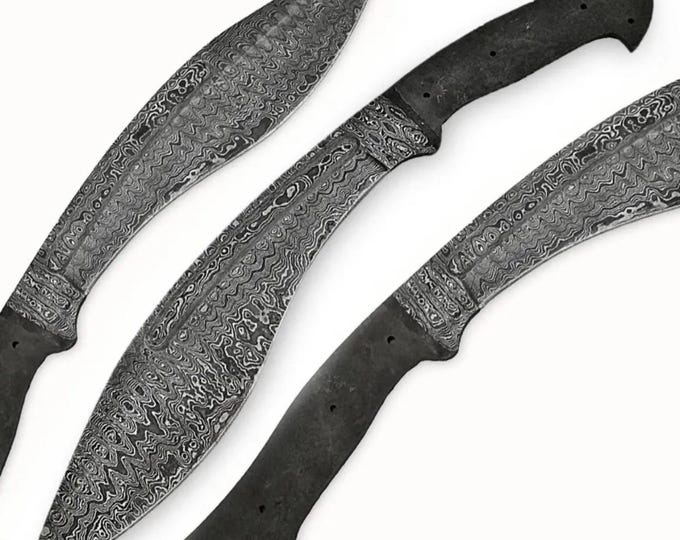 12" Damascus Blank Blade | Handmade Knives Hunting Damascus Steel Skinner Blank Blade | Blanks for knife making | DIY Knife making