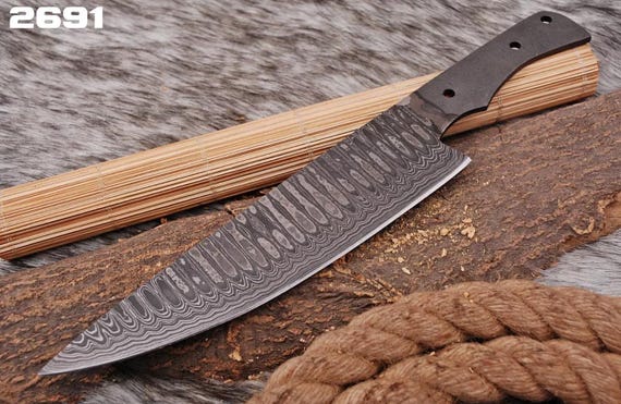 Damascus Blank Blade | Handmade Knives Chef Damascus Steel Kitchen Blank Blade | Blanks for knife making | DIY Knife making |