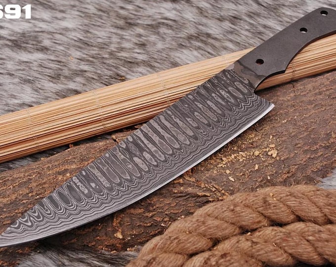 Damascus Blank Blade | Handmade Knives Chef Damascus Steel Kitchen Blank Blade | Blanks for knife making | DIY Knife making |
