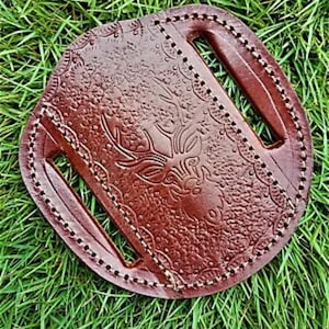 Western Pocket Knife Sheath - Case Trapper Leather Knife Sheath, Slanted Pancake Sheath, Tooled Leather Sheath, Belt Sheath Cow Boy