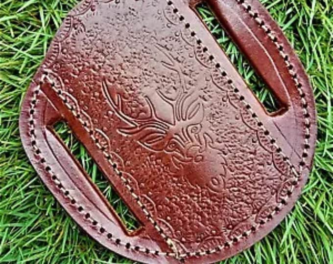 Western Pocket Knife Sheath - Case Trapper Leather Knife Sheath, Slanted Pancake Sheath, Tooled Leather Sheath, Belt Sheath Cow Boy
