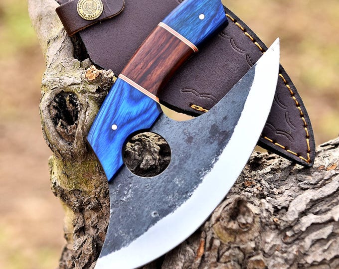 Hand Forged Carbon Steel Ulu Knife, Kitchen Knife, Alaskan Knives, Pizza Cutter Knife, Chef Knife Anniversary Gift for Men