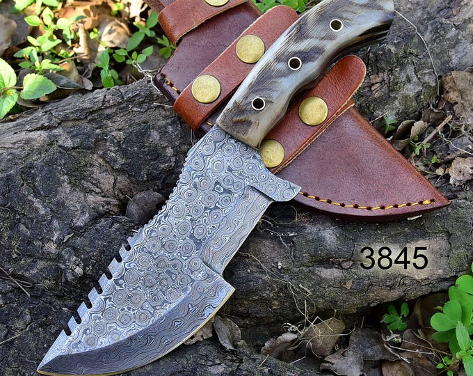 Handmade Knife , Damascus Best Hunting knife , Handmade Knives Tracker Knife Men Gift , Bushcraft knife , Camping knife With Sheath