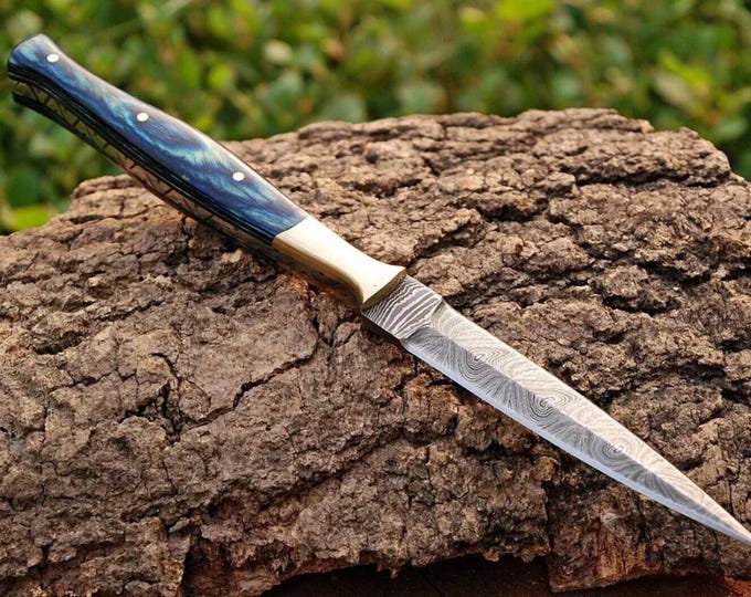 Handmade Double Edged Boot knife, Best Hunting knife, Handmade Knives Damascus Knife Gift Wedding-Bushcraft Knife, Camping Knife With Sheath