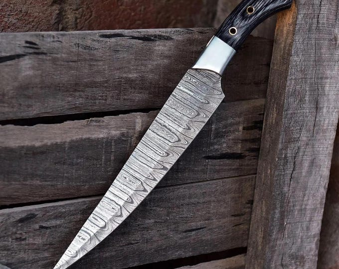 Fillet knife Handmade Damascus steel Fishing knife Best Gift for Fishing Lover Gift Anniversary Gift for Husband Steak knife