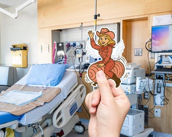 Adesivo Cowgirl Volante / Infermiera del travaglio e del parto Umorismo Trapianto e Parto Ostetrica Doula Ginecologia Salute della Donna Parto Bacio-taglio Divertente Palla di Arachidi