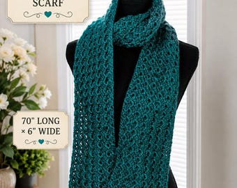 Handmade Crochet Scarf, Long Textured Women’s Scarf
