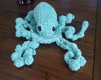 Gehäkelter Oktopus Plüschtier: Blaugrünes Amigurumi Meerestier