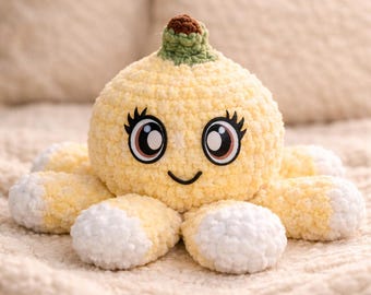 Banana Octopus Plush – Soft Amigurumi Toy, Handmade Cuddle Buddy