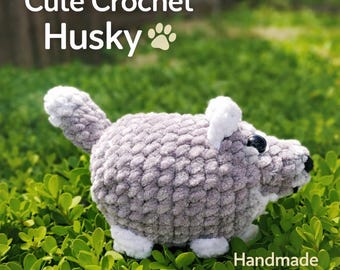 Crochet Husky Plushie ,Handmade Amigurumi Dog , Baby Gift