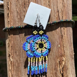 Shipibo Beaded Earrings | Radiant Flower Design | Handmade by Shipibo Women of Pucallpa, Peru