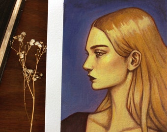 Yellow Lady original gouache painting