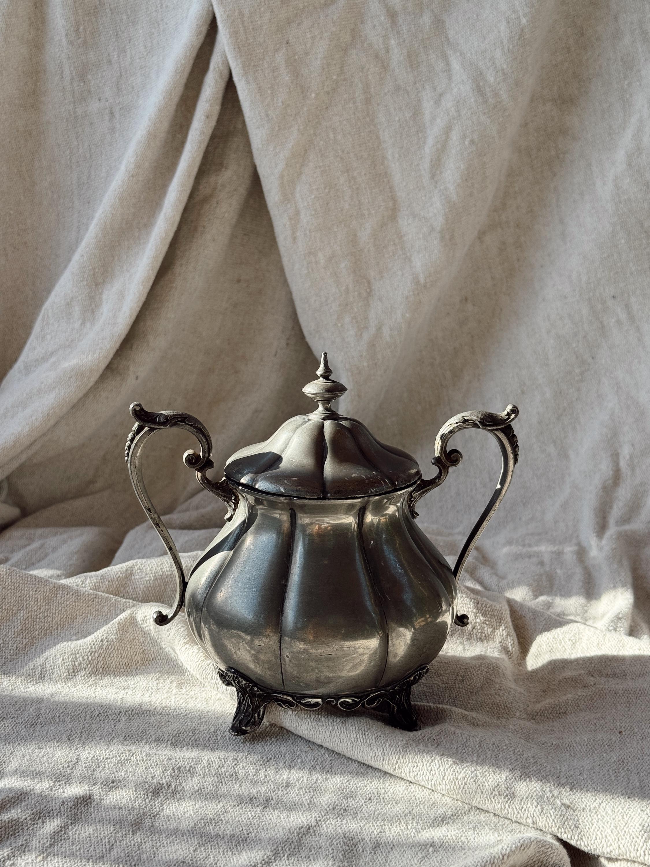 Gallia (christofle ) Sucrier Cristal Et Métal Argenté Art