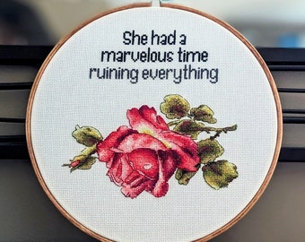 She Had a Marvelous Time Ruining Everything - Finished Taylor Swift Cross Stitch Wall Art