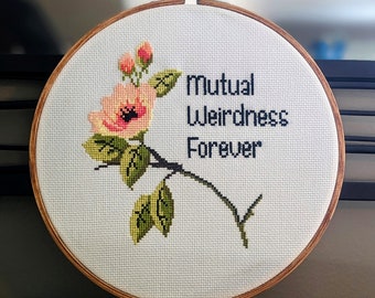 Mutual Weirdness Forever - Finished Cross Stitch Wall Art