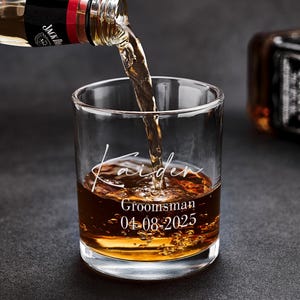 Custom Whiskey Glass, Personalized Tumbler for Best Man, Engraved Old Fashioned Glass, Groomsmen Proposal & Wedding Party Keepsake