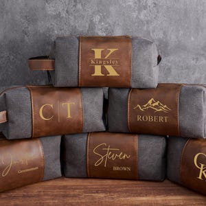 Custom Toiletry Bag for Men - Canvas Travel Essentials, Groomsman Proposal Gift Set with Personalized Engraving, Wedding Gift Accessories