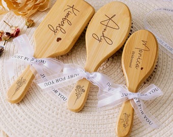 Spazzola per capelli in bambù personalizzata con nome inciso, pettine in legno personalizzato, regalo perfetto per il compleanno o la festa della mamma per mamma, figlia o amica