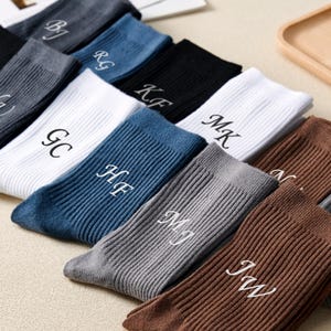 Monogram Wedding Socks for Groom and Groomsmen, Custom Name Dress Socks, Elegant Personalized Keepsake and Proposal Gift for Wedding Party