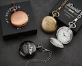 Elegant Pocket Watch with Chain, Personalized Timepieces with Gift Box, Perfect Wedding Keepsake, Engraved Groomsmen & Best Man Wedding Gift