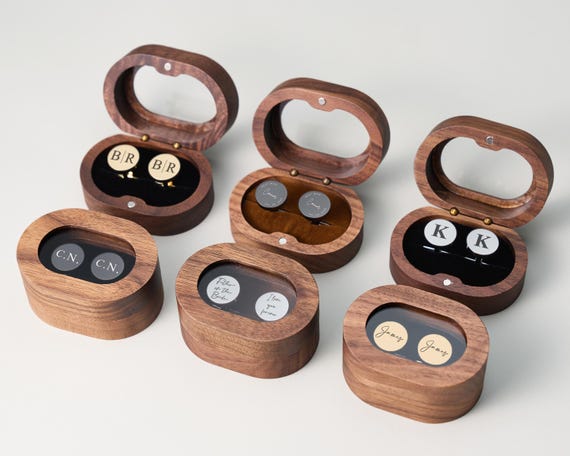 Elegant Cufflinks Set for Father of the Bride/Groom, Engraved Metal Cuff Links with Wooden Gift Box, Father's Day & Wedding Day Gift for Him