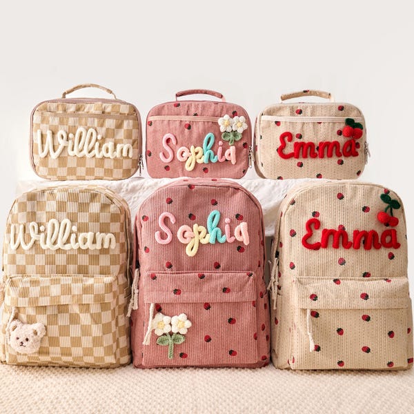Personalized Toddler Backpack & Lunch Bag Set, Embroidered Name Kids Bag, Back to School Must-Have, Birthday or Baby Shower Gift Idea