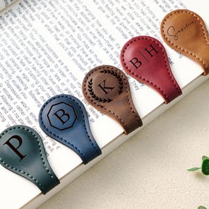 Personalized Leather Magnetic Bookmark with Custom Initials, Engraved Book Clip, Unique Gifts for Book Lovers & Readers