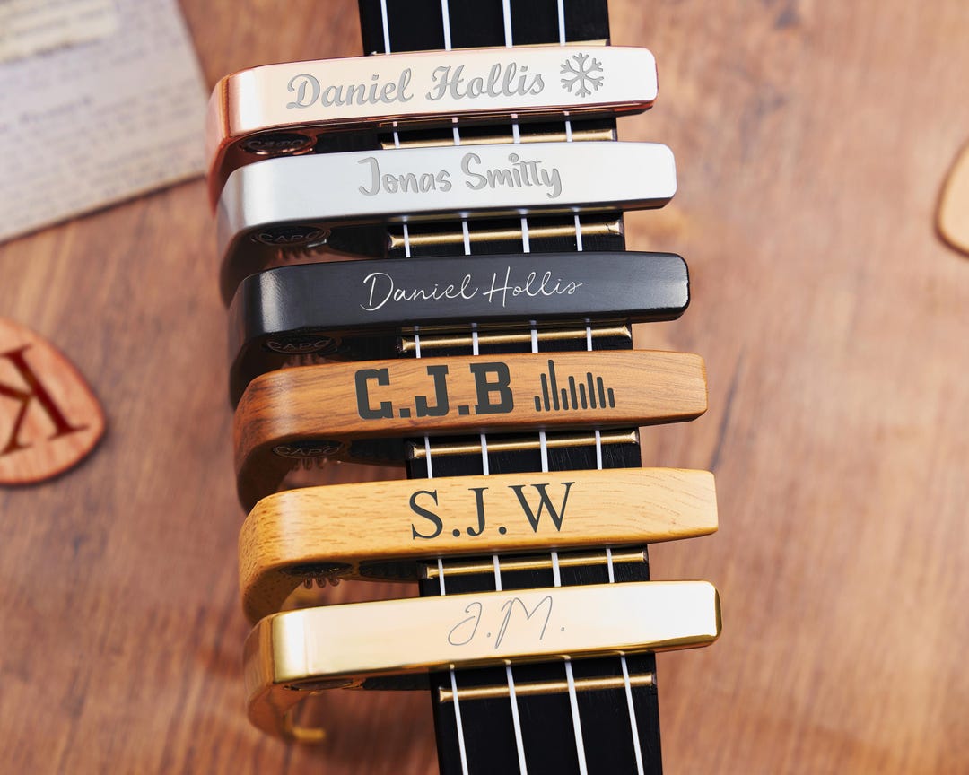 Wood Grain Metal Guitar Capo, Custom Capo & Pick Set, Fathers Day ...
