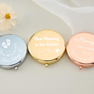 Personalized Compact Mirror for Mom, Custom Engraved Mother's Day Gift, Elegant Pocket Mirror for Women, Bride Mother Gift from Daughter/Son