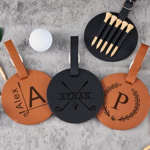 Personalized Golf Tee Holder, Leather Golf Tag, Custom Engraved Golf Tees, Golf Tee Organizer for Men, Perfect Gift for Golf Enthusiasts