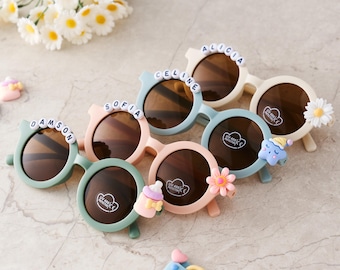 Sunglasses for Girls & Kids, Sunglasses with Cute Accessories, Custom Name Option, Fun Toddler Sunglasses, Unique Party Gifts