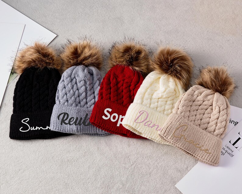 Personalized Beanie With Embroidered Name, Custom Knit Winter Beanies ...