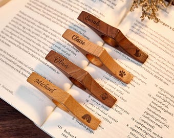 Personalized Wooden Thumb Page Spreader, Custom Solid Walnut Book Page Holder, Perfect Anniversary or Birthday Gift for Book Lovers