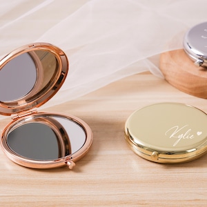 Personalized Compact Mirror, Hand Engraved Makeup Mirror for Daily Use, Custom Pocket Mirror, Bridesmaid Gift, Elegant Mirror for Women