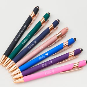 Personalized Ballpoint Pen with Stylus Touch Head, Custom Laser Engraved Pen with Name & Logo, Business Promotion Gift Pen, Office Supplies
