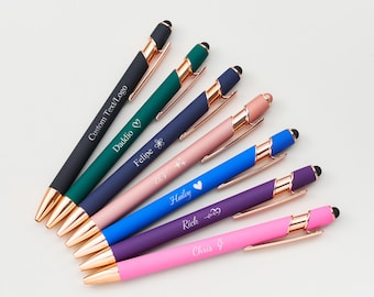 Personalized Ballpoint Pen with Stylus Touch Head, Custom Laser Engraved Pen with Name & Logo, Business Promotion Gift Pen, Office Supplies