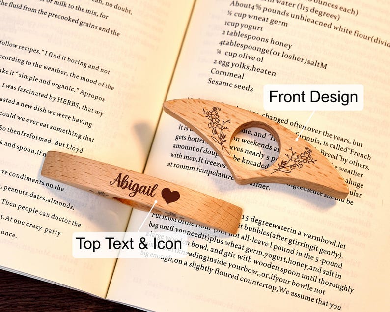 Personalized Walnut Book Page Holder, Custom Name Wooden Thumb Page Spreader, Perfect Book Lover Gift for Birthday or Anniversary image 8
