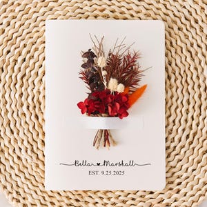 Personalisierte Mini-Trockenblumenkarte, Brautjungfer Vorschlagskarte, benutzerdefinierter Umschlag, Hochzeitsglückwünsche Geschenk für Paare, handgefertigtes Andenken