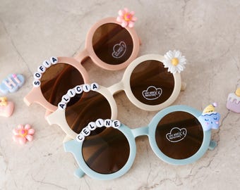 Personalized Kids Sunglasses, Cute Flower Sunglasses for Little Girls & Toddlers, Fun Custom Sunglasses with Name, Perfect Party Gift