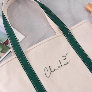 Personalisierte Tragetasche, Custom Canvas Tasche, Brautjungfer Geschenk, Brautjungfer Geschenk, bestickt mit Initialen, Band, einzigartig und stilvoll