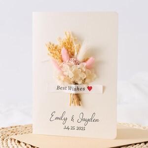 Mini carte de proposition de demoiselle d'honneur avec bouquet de fleurs séchées, enveloppe personnalisée, cadeau de fête de mariage personnalisé, idée de carte rustique faite main
