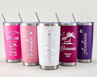 Personalized 20oz Engraved Tumbler, Custom Travel Mug, Stainless Steel Cup, Insulated Bridesmaid Tumbler, Wedding Party Gift, Vacation Mug