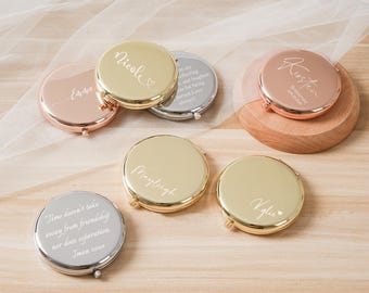 7-teiliges Taschenspiegel-Set Für Die Braut – Mit Gravur „Bride To Be“ & „Bride Tribe“