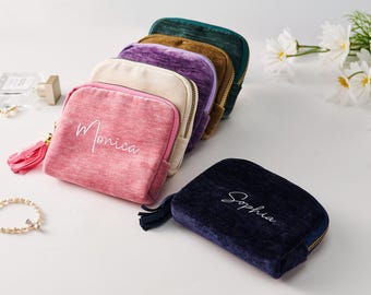 Custom Travel Jewelry Case with Embroidered Name, Personalized Jewelry Organizer Pouch, Bridal Shower Gift, Bridesmaid Favor, Gift for Her