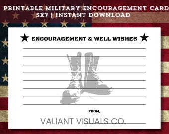 Printable 5x7 Military & Bootcamp Well Wishes Cards | Encouragement Notes | Blank Fillable Templates | Army Marine Corps Navy Air Force PDF