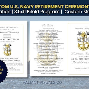 Invito personalizzato per il pensionamento militare + set di programmi / Biglietto di ringraziamento modificabile Canva / Carta da lettere personalizzata per cerimonia militare / PDF
