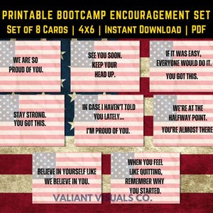 Tarjetas de aliento para campamentos de entrenamiento / Notas de apoyo militar imprimibles de 4 x 6 / Apoyo militar para campamentos de entrenamiento de despliegue / Descarga instantánea en PDF
