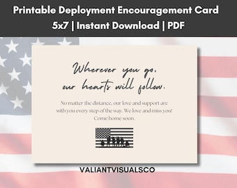 Deployment Encouragement Card | Printable 5x7” PDF (2-Up) | Military Deployments Training | Army Marines Navy Air Force | Instant Download